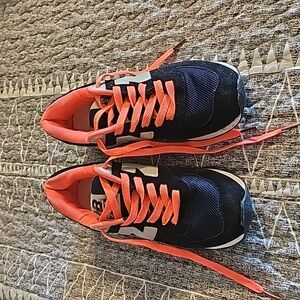 New Balance 574 Navy & Orange, Size 7.5
